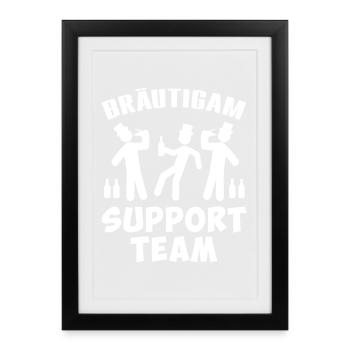 Bräutigam Support Team design - Gerahmtes Poster (27 × 37 cm) - Schwarz - Vorne