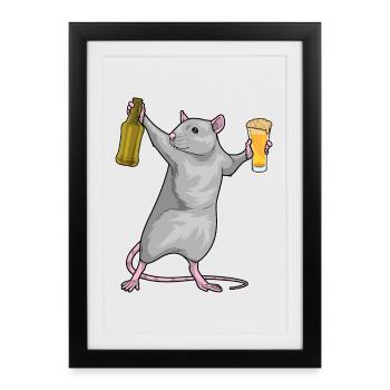 Rat Bottle of Beer - Framed poster (27 × 37 cm) - black - Front