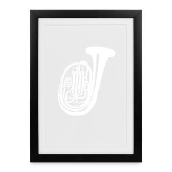 Dessin de tuba - Affiche encadrée (27 × 37 cm) - noir - Devant