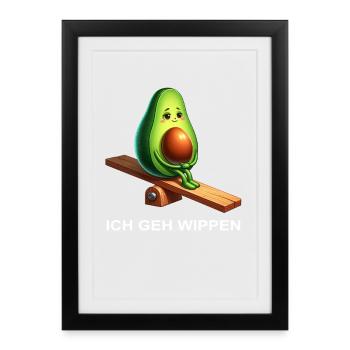 Drôle Avocat Rocking Comic Playground Vegan - Affiche encadrée (27 × 37 cm) - noir - Devant