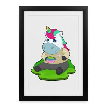 Cuisson dans un bol de cuisson licorne - Affiche encadrée (27 × 37 cm) - noir - Devant