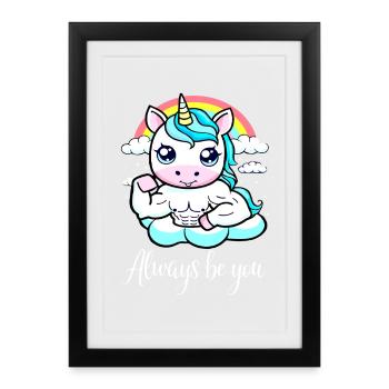 Motivation Unicorn Gym - Soyez toujours vous-même - Affiche encadrée (27 × 37 cm) - noir - Devant