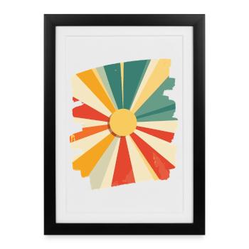 Soleil d’été Coucher de soleil - Affiche encadrée (27 × 37 cm) - noir - Devant