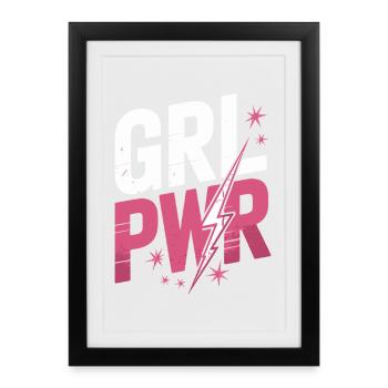 Femmes Pouvoir GRL PWR Fille Patriarcat Féminisme - Affiche encadrée (27 × 37 cm) - noir - Devant