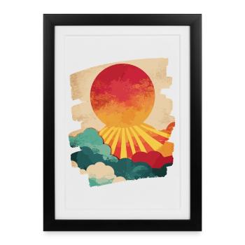 Summer Palm Tree Sunset - Framed poster (27 × 37 cm) - black - Front
