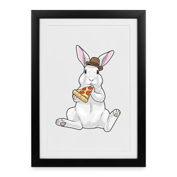 Pizza lapin - Affiche encadrée (27 × 37 cm) - noir - Devant