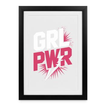 Femmes Pouvoir GRL PWR Fille Patriarcat Féminisme - Affiche encadrée (27 × 37 cm) - noir - Devant