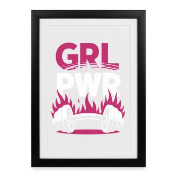 Femmes Pouvoir GRL PWR Fille Patriarcat Féminisme - Affiche encadrée (27 × 37 cm) - noir - Devant