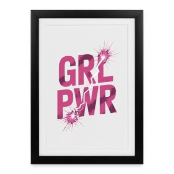 Femmes Pouvoir GRL PWR Fille Patriarcat Féminisme - Affiche encadrée (27 × 37 cm) - noir - Devant