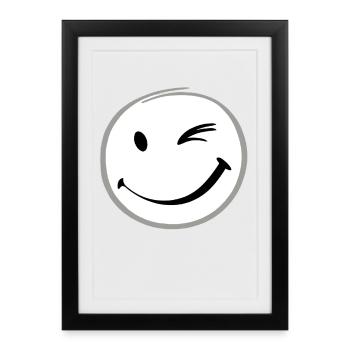 Clin d’œil sourire - Affiche encadrée (27 × 37 cm) - noir - Devant