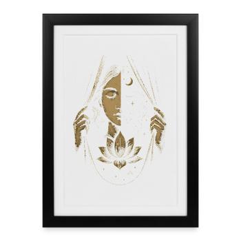 Entre les mondes Art cosmique du lotus - Affiche encadrée (27 × 37 cm) - noir - Devant