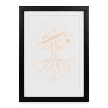 Arbre de Vie Mystique Géométrie Art - Affiche encadrée (27 × 37 cm) - noir - Devant
