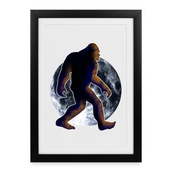 Bigfoot, Sasquatch et lune - Affiche encadrée (27 × 37 cm) - noir - Devant