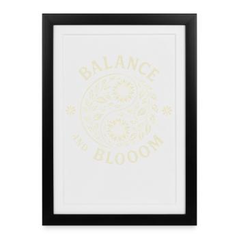 Balance and Blooom Floral Yin Yang Art - Framed poster (27 × 37 cm) - black - Front