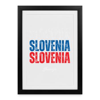 Drapeau de la Slovénie, fierté slovène - Affiche encadrée (27 × 37 cm) - noir - Devant