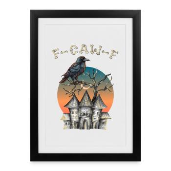 Black Bird F-Caw-F Funny Black Crow Black Raven - Framed poster (27 × 37 cm) - black - Front