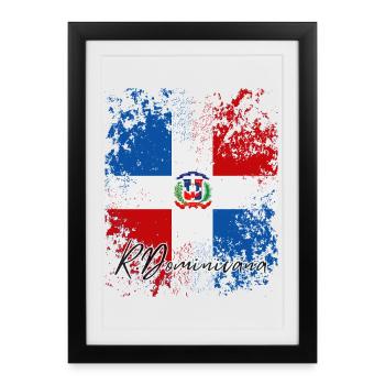 Drapeau dominicain, fierté dominicaine - Affiche encadrée (27 × 37 cm) - noir - Devant