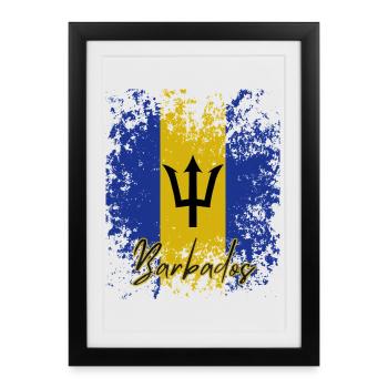 Drapeau de la Barbade, fierté barbadienne - Affiche encadrée (27 × 37 cm) - noir - Devant