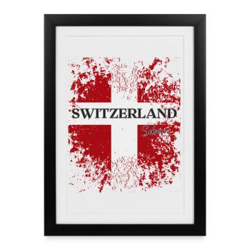Fierté suisse, drapeau de la Suisse - Affiche encadrée (27 × 37 cm) - noir - Devant