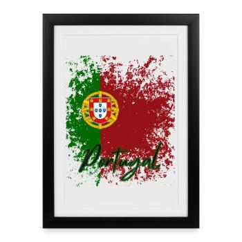 Drapeau du Portugal, fierté portugaise - Affiche encadrée (27 × 37 cm) - noir - Devant
