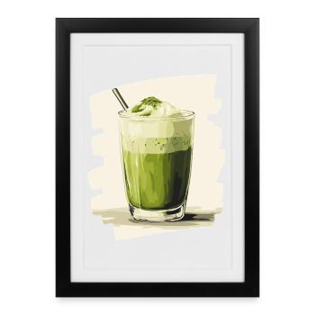 Matcha Latte Lover Thé vert - Affiche encadrée (27 × 37 cm) - noir - Devant