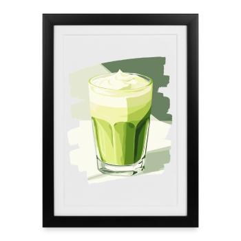 Matcha Latte Lover Thé vert - Affiche encadrée (27 × 37 cm) - noir - Devant