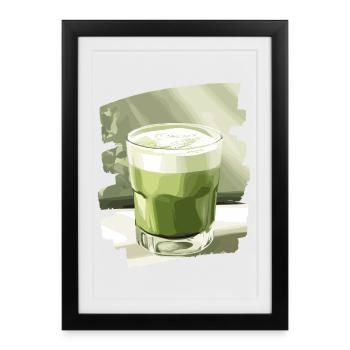 Matcha Latte Lover Thé vert - Affiche encadrée (27 × 37 cm) - noir - Devant