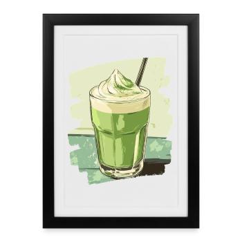 Matcha Latte Lover Thé vert - Affiche encadrée (27 × 37 cm) - noir - Devant