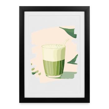Matcha Latte Lover Thé vert - Affiche encadrée (27 × 37 cm) - noir - Devant