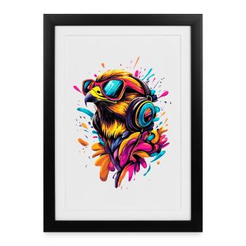 Faucon crécerelle Faucon Chasse Faucon pèlerin Faucon mignon - Affiche encadrée (27 × 37 cm) - noir - Devant