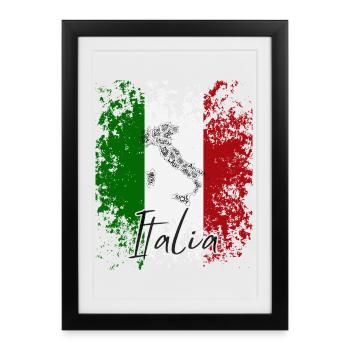 Drapeau italien, fierté italienne - Affiche encadrée (27 × 37 cm) - noir - Devant