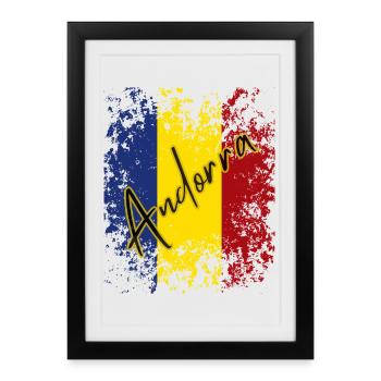 Flag of Andorra, Andorran pride - Framed poster (27 × 37 cm) - black - Front