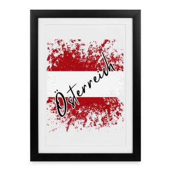 Flag of Austria, Austrian pride - Framed poster (27 × 37 cm) - black - Front