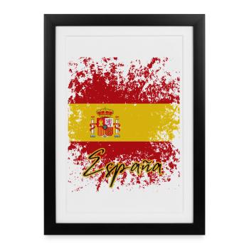 Fierté espagnole, drapeau de l’Espagne - Affiche encadrée (27 × 37 cm) - noir - Devant