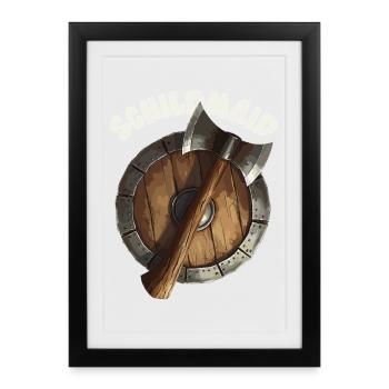 Schildmaid Wikinger Odin, Thor Asgard Schild - Gerahmtes Poster (27 × 37 cm) - Schwarz - Vorne