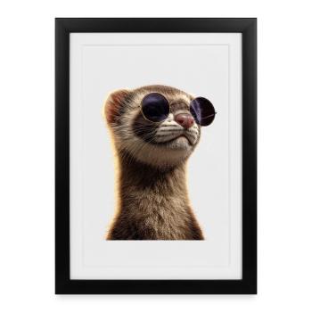 Ferret Ferret Polecat Marten Weasel Cute Ferret - Framed poster (27 × 37 cm) - black - Front