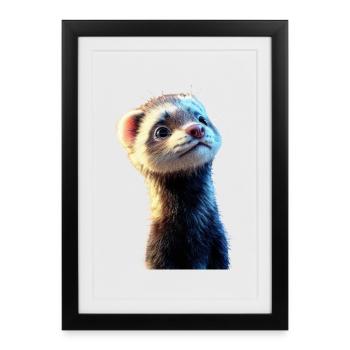Ferret Ferret Polecat Marten Weasel Cute Ferret - Framed poster (27 × 37 cm) - black - Front