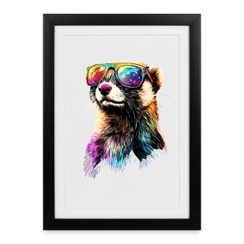 Ferret Ferret Polecat Marten Weasel Cute Ferret - Framed poster (27 × 37 cm) - black - Front