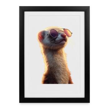Furet Furet Putois Martre Belette Mignon Furet - Affiche encadrée (27 × 37 cm) - noir - Devant