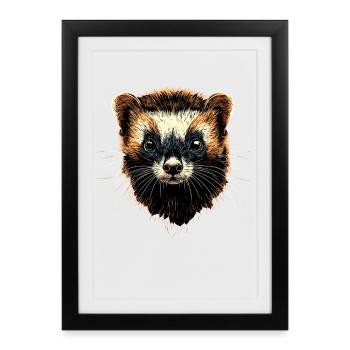Furet Furet Putois Martre Belette Mignon Furet - Affiche encadrée (27 × 37 cm) - noir - Devant