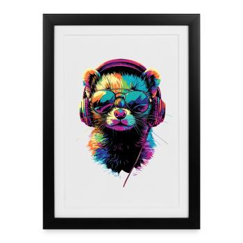 Furet Furet Putois Martre Belette Mignon Furet - Affiche encadrée (27 × 37 cm) - noir - Devant
