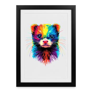 Furet Furet Putois Martre Belette Mignon Furet - Affiche encadrée (27 × 37 cm) - noir - Devant