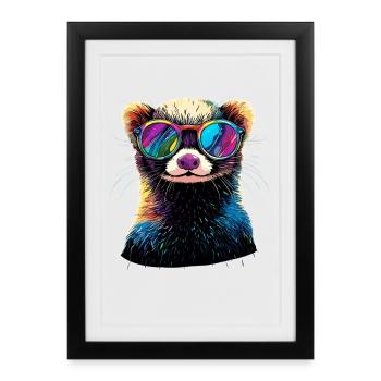 Ferret Ferret Polecat Marten Weasel Cute Ferret - Framed poster (27 × 37 cm) - black - Front