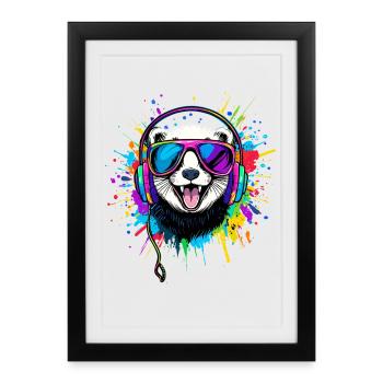 Furet Furet Putois Martre Belette Mignon Furet - Affiche encadrée (27 × 37 cm) - noir - Devant
