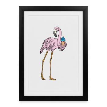 Glace Flamingo Waffle - Affiche encadrée (27 × 37 cm) - noir - Devant