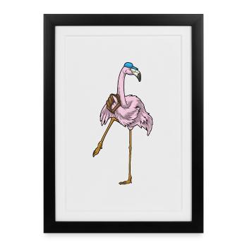 Flamingo Baseball Gant de baseball - Affiche encadrée (27 × 37 cm) - noir - Devant
