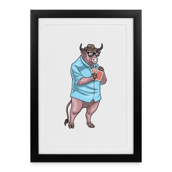 Taurus Poker Cartes de poker - Affiche encadrée (27 × 37 cm) - noir - Devant