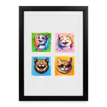 Sopran Alt Tenor Bass lustige Chor Katzen - Gerahmtes Poster (27 × 37 cm) - Schwarz - Vorne
