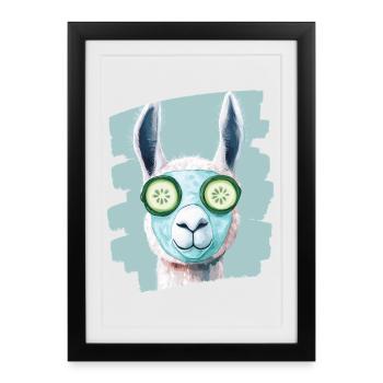 Masque de soin auto-soin Llama Alpaga Beauty - Affiche encadrée (27 × 37 cm) - noir - Devant