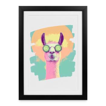Masque de soin auto-soin Llama Alpaga Beauty - Affiche encadrée (27 × 37 cm) - noir - Devant